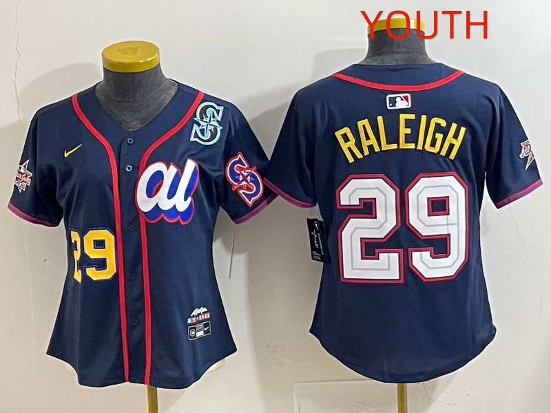 Youth 2025 Seattle Mariners #29 Raleigh dark Blue All star Nike MLB Jersey style 003